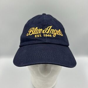 Blue Angels Script Strap Back‎ Hat Navy Blue One Size